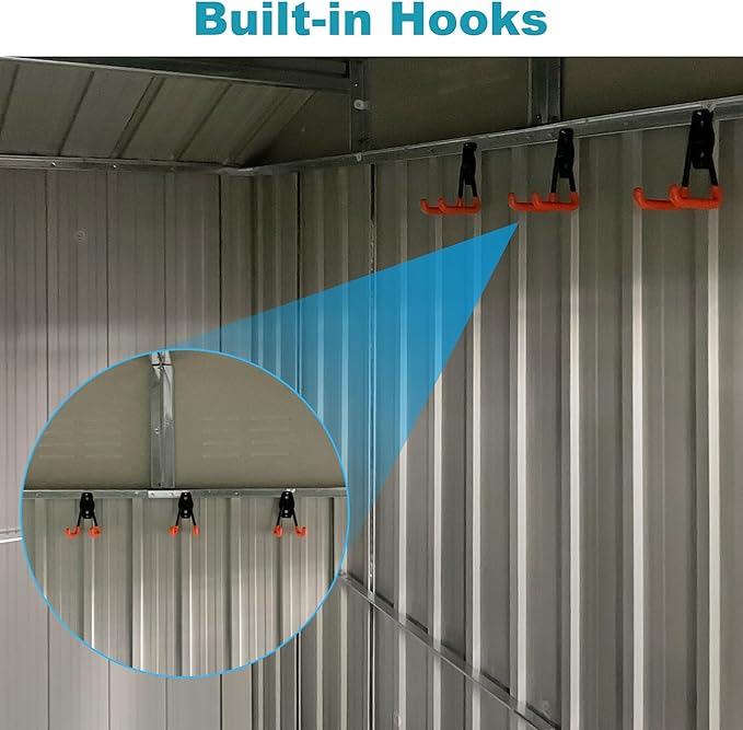 Sheds & Outdoor Storage 12 ft × 10 ft Storage Shed Large Classic Apex Roof Metal Garden Storage Sheds with Hinged Door, Window Tool Cabinet for Backyard, Patio, Poolside, White + Yellow