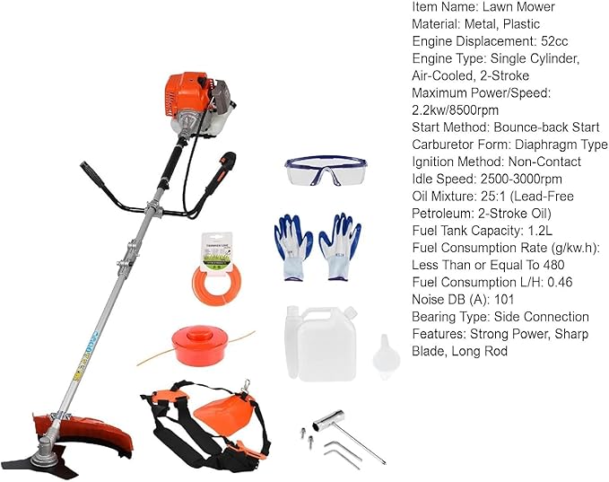 2025 Upgraded Weed Wacker, 52CC Gas Powered Weed Eater, 2 in 1 Gas String Trimmer and Grass Cutter with 3 Teeth Brush Cutter Blade, Lightweight Hedge Trimmer Edger Lawn Tool for Garden Yard