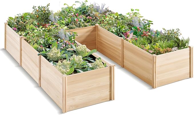 PaPaJet Raised Garden Bed for Outdoor, Seven Grids Deep Large Planter Box for Gardening, Vegetables, Flowers, Herbs(7.5× 9.0× 1.6FT)