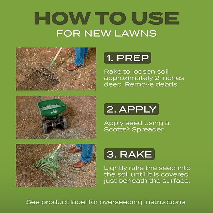 Scotts Turf Builder Grass Seed Tall Fescue Mix with Fertilizer and Soil Improver, Resists Harsh Conditions, 5.6 lbs.