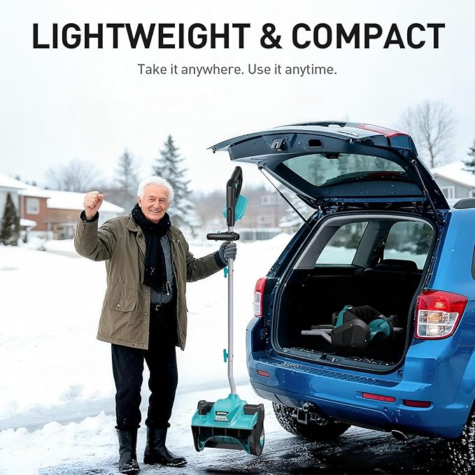 Cordless Snow Shovel Compatible with Makita 18V Battery(Tool Only), 12” Brushless Snow Blower Electric Power Snow Thrower, w/LED Light, Adjustable Direction, for Driveway Walkways Snow Removal