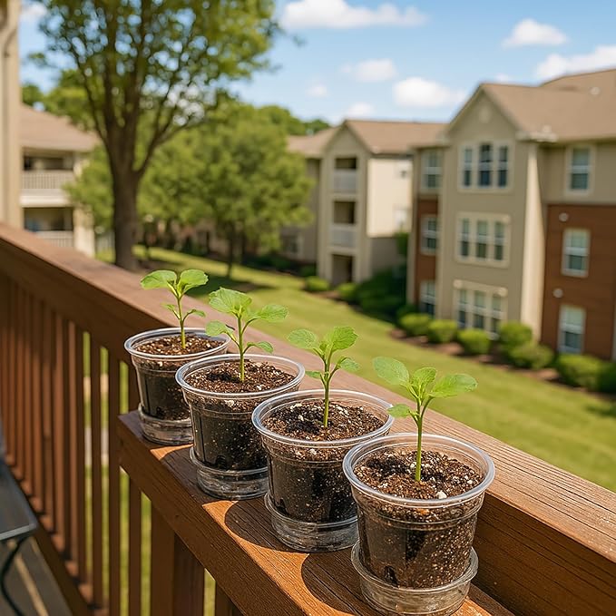 20 Packs 5 Inch Clear Plant Pots, Plastic Self Watering Planters with Drainage Holes, Deep Reservoir, Transparent Nursery Pots