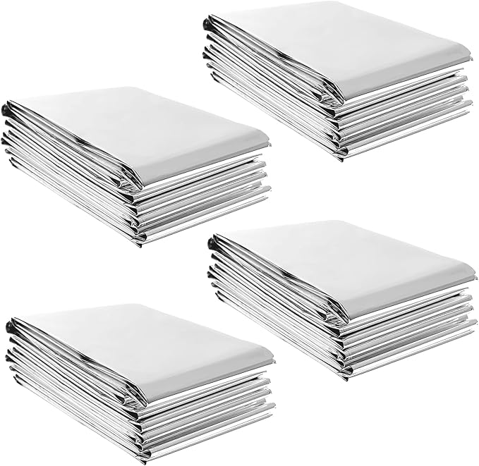 4 Pack High Silver Reflective Mylar Film, 83x 52 inch Plant Growth Mylar Films High Reflectivity, Keep Warm, Perfect for Plant Growth, First Aid, Marathon, Camping, Outdoor Survival