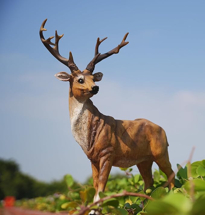 XTAPAN Resin 20.6 Inch Height Standing Deer Statue Animals Sculpture Garden Art Decor Yard Ornament Lawn Garden Outdoor Patio Decoration Figurine