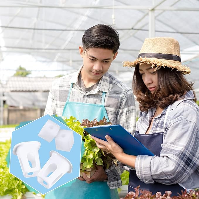 Hoolerry 100 Pcs Hydroponics Growing System Kit Include 50 Hydroponic Grow Baskets Pods and 50 Square Sponges, Indoor Seed Starter for Garden Supplies