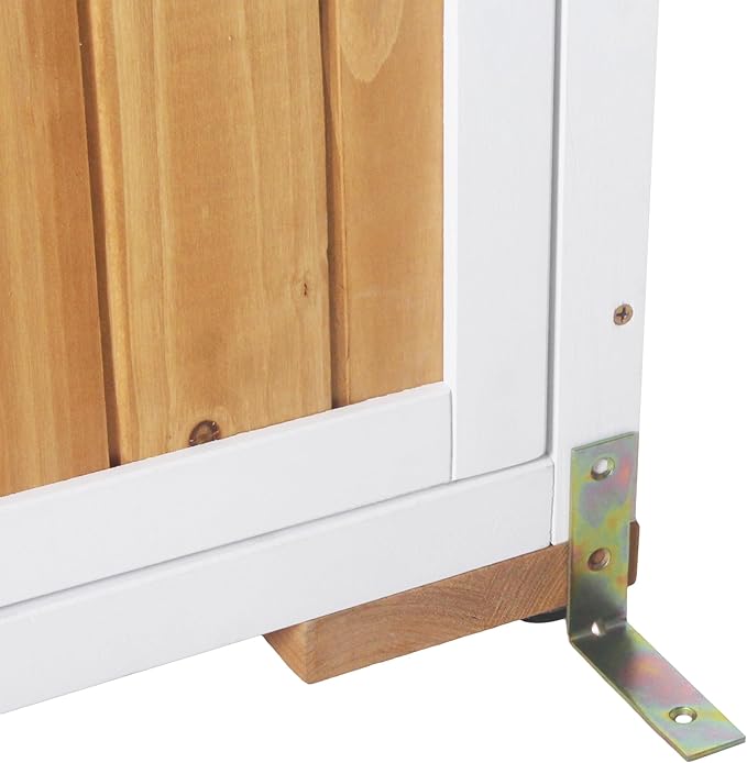 Harper & Bright Designs Outdoor Storage Cabinet Wood & Metal Garden Shed with Waterproof Roof and Sturdy Lockable Doors 59", Natural