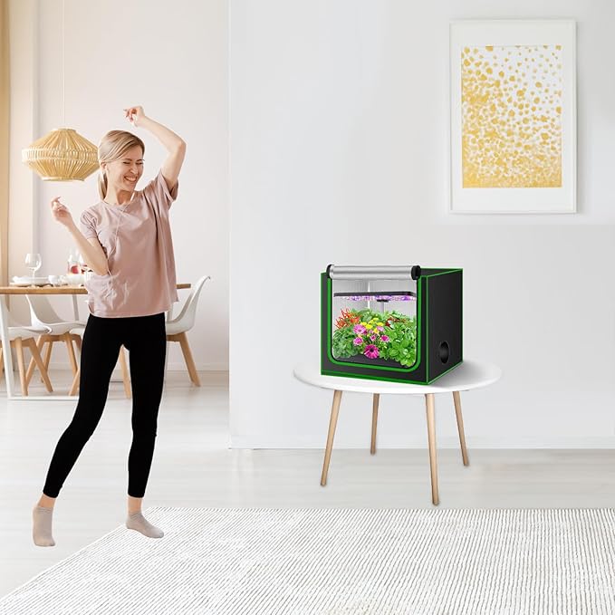 MELONFARM Small Grow Tent for Aerogarden,24”x16”x20” ,Hydroponics Growing System ,Highly Reflective 600D Diamond Mylar Canvas with Ventilation window and Floor Tray for Hydroponic Indoor Plant Growing