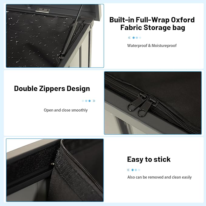 Outdoor Storage Box, 100 Gallon Metal Deck Box Built-in a Oxford Fabric Storage Bag, Lockable & Waterproof Outside Patio Storage Box - Gray