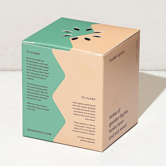 Modern Sprout Rooted Candle - 2 in 1 Tonka Bean Scented & Soy Candle with Seeds That Grows into Thyme Plant - 6 oz w/ 42 hr Burn time in Matte Glaze Ceramic Vessel Ideal for Indoor Herb Garden