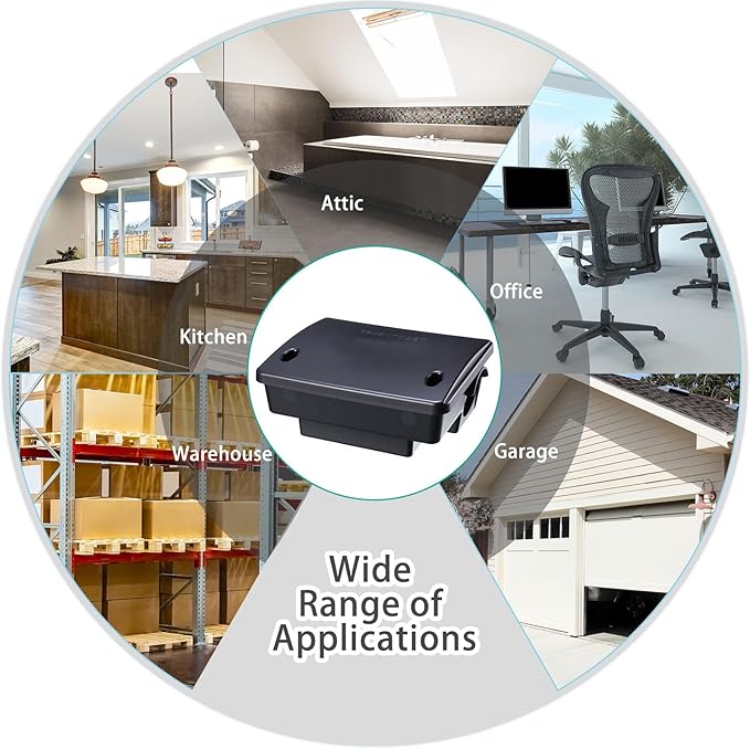 Qualirey Rat Bait Stations Large Rodent with Key Reusable Mouse Stations Mice Blocks Heavy Duty Boxes for Outdoor Rodents Mice Blocks, Bait Not Included, Black (4 Pack,8.66 x 7.5 x 3.9 Inches)