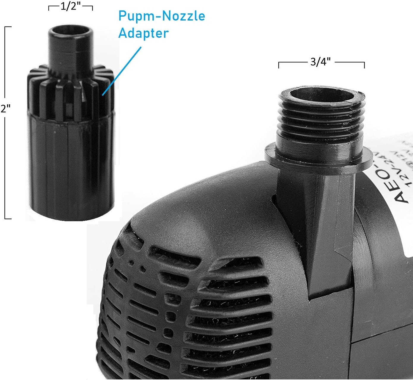 12V - 24V DC Brushless Submersible Water Pump, 410GPH, for Solar Fountain, Fish Pond, and Aquarium