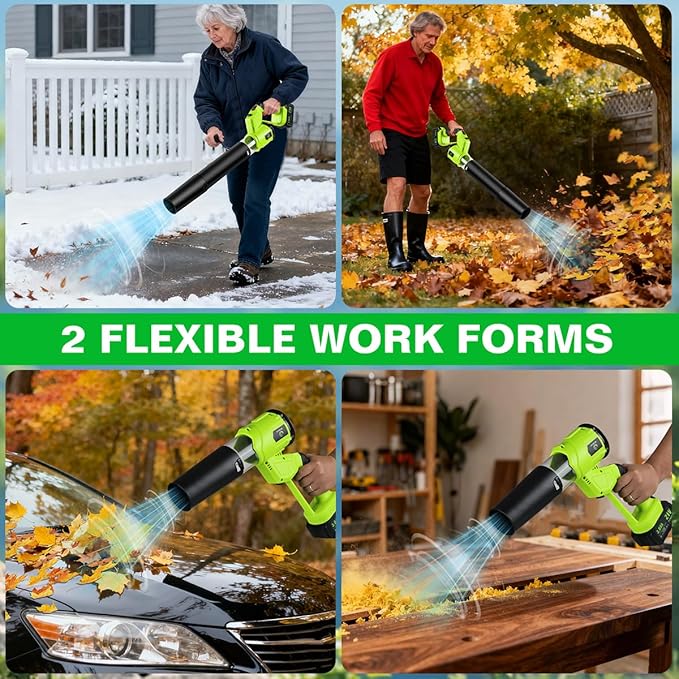 Leaf Blower,Cordless Leaf Blower,21V Cordless Electric Blower with 2 X 3.0Ah Batteries & Charger,4 Speed Modes, Rotable Handle Design,for Patio Cleaning,Yard, Blowing Leaves,Dust or Snow