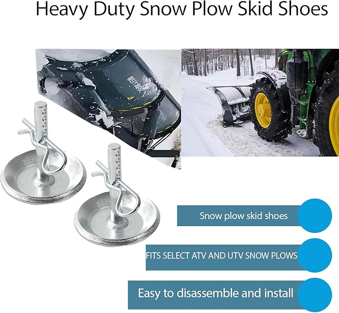 2205071 and 2208864 Heavy Duty Snow Plow Skid Shoes,Compatibility Part ATV UTV Polaris K-Plow 2205071 and 2208864 Hardened Steel Snow Plow Non Slip Base with Quick Release Cotter Pins