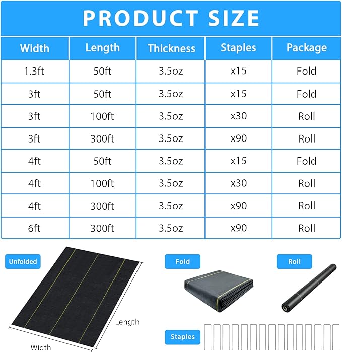 6ft x100ft Black Weed Barrier Landscape Premium Fabric-Heavy Duty Woven Ground Cloth with Superior Permeability Weed Control Convenient Design