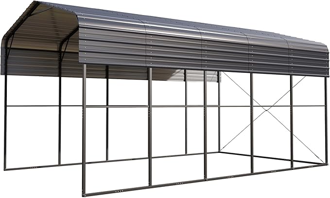 MFSTUDIO RV Carport 14x25 ft, Outdoor Heavy Duty Carports, Height 13 ft for Large RVs Metal Shed Canopy Shelters Garage Shelter Shade Car Ports with Galvanized Roof for Cars, Truck and Boats 