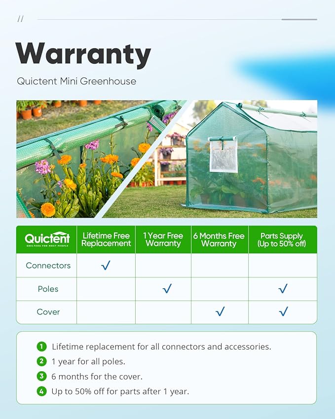 Quictent Portable Mini Cloche Greenhouse w/ Elevated Bottom, Large U-Shaped Zipper Mesh Door & 2 Side Screen Window Waterproof UV-Resistant Hot House for Indoor Outdoor, 95" x 36" x 36" (Green)