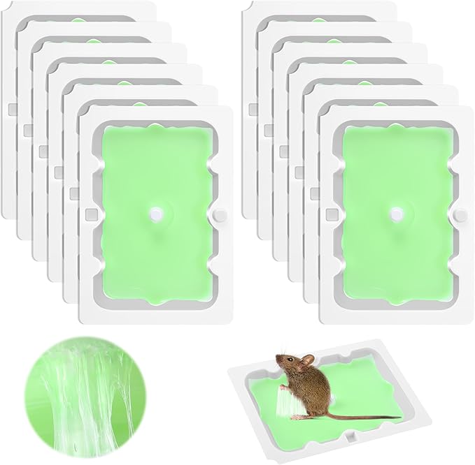 Qualirey 12 Pack Mouse Glue Trap, Super Sticky Traps Mouse Size for Mice and Rats, Pre-Scented, Non Toxic Mice Glue Boards, Rodent Sticky Pads Indoor for Home, Easy to Use, Pet Safe Pest Control