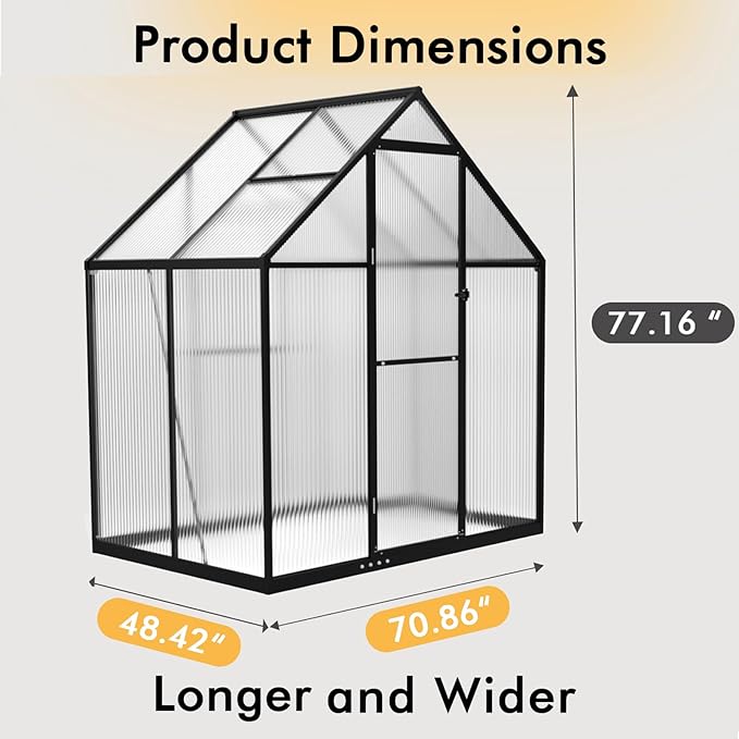 6×4FT Greenhouse for Outdoors, Walk in Green Houses for Outside and Winter Garden Planting, Enhanced Aluminum Mini Greenhouse Withstands Bad Weather to Protect Vegetable or Plants
