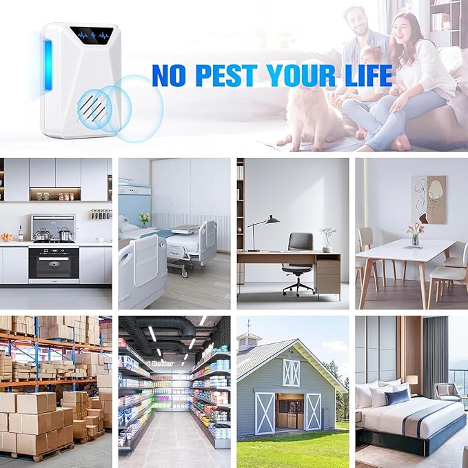 6 Packs Ultrasonic Pest Control Repeller, Electronic Pest Repellent Plug in Indoor for Insect Roaches Spider Ant Bug Mosquito Mouse Repellent for House Kitchen Garage Warehouse