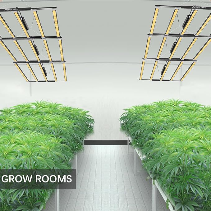A ANLEOLIFE Stretchable LED Grow Lights with LM301H EVO Diodes 730W Full Spectrum Dimmable Daisy Chain 5x5ft Coverage Bar Style Commercial Growing Lamp for Greenhouses Plants