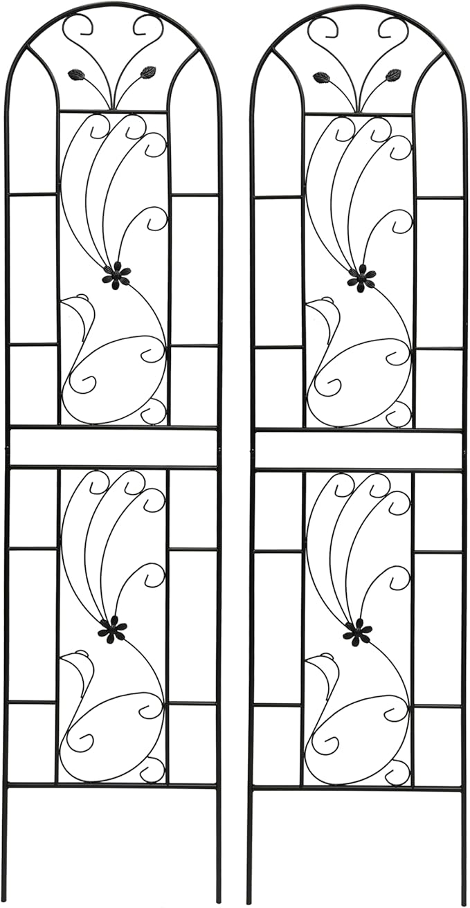 Garden Trellises, 2 Pack Black Metal Coated Rustproof Trellis for Climbing Plants Outdoor, Roses, Vines, Flowers, and Vegetables-86.7" x 19.7"