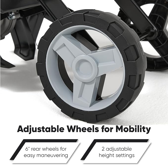 18 Electric Tiller Cultivator, 15Amp Corded Garden Rototiller with 6 Steel Tines, Adjustable Depth Wheels, Powerful Soil Cultivator for Gardening and Landscaping