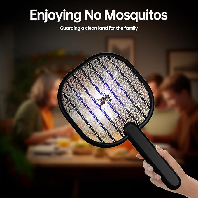 Electric Fly Swatter Mosquito Zapper: BUZZKICK Bug Zapper Racket with 3500V Powerful Battery Powered Handheld Electronic Fly swatter for Indoor Outdoor Use, 2AA Battery Required (Not Included)
