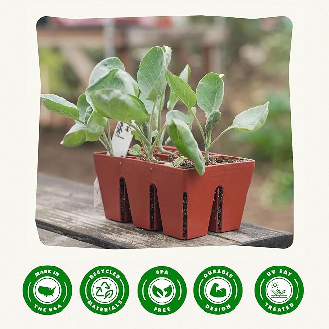 Epic Gardening Reusable Seed Starter Tray - 6 Cell/24 Seedling Starter Trays - Easy Watering, Indoor Greenhouse, Plant Starter, Gardener-Friendly for Seedlings | UV-Treated & BPA-Free - Terracotta