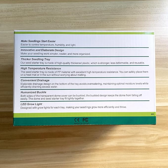 Seed Starter Tray with Plant Light, 2 Pack Grow Lights for Seed Starting Kit with Humidity Domes, Timing Controller Adjustable Brightness for Greenhouse Propagator Station Growing Transparent