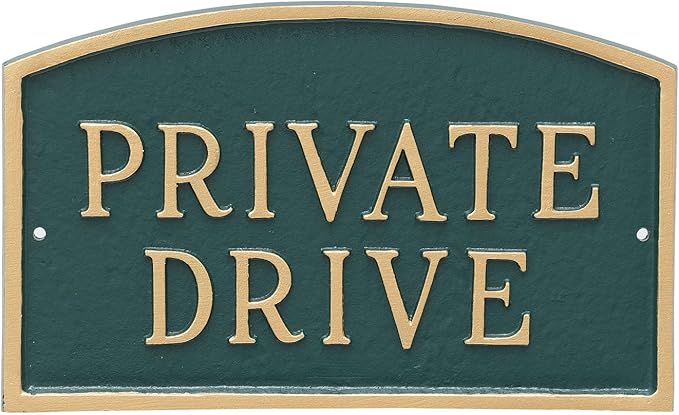 Montague Metal Products SP-12S-HGG Private Drive Arch Statement Plaque, Standard, Hunter Green and Gold