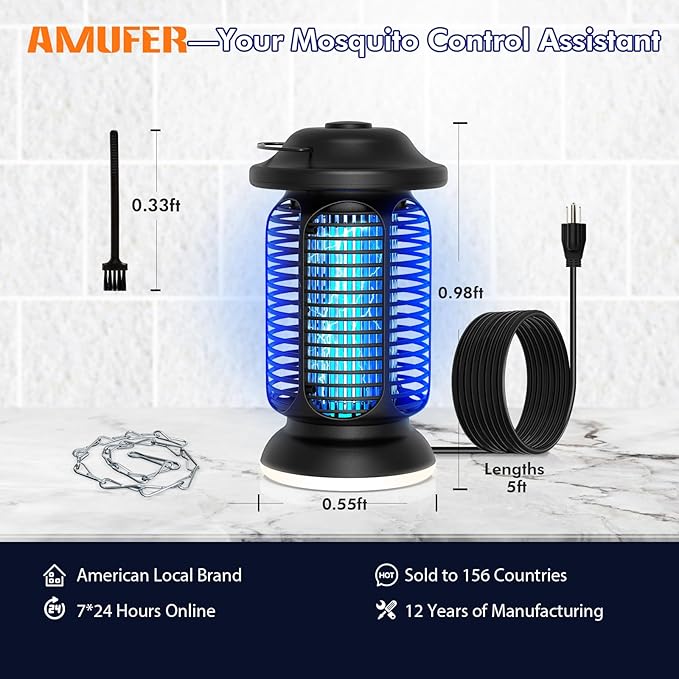 Bug Zapper Outdoor & Indoor, Upgraded 18W Exclusive Blue-Violet Light with 2W LED Lamp, 100% Increase in Mosquito Control Effect, Coverage of 1/2-1 Acre, Fly Zapper for Patio, Backyard, Home