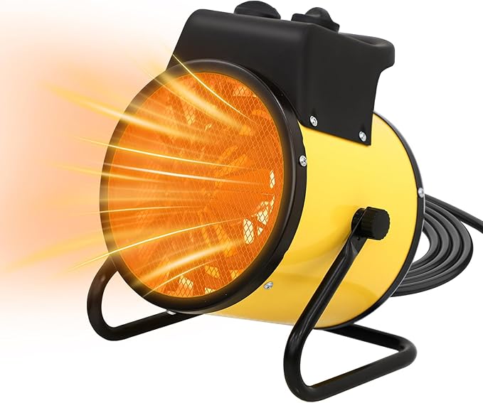 COOS BAY 1500W Portable Electric Space Heater, Outdoor Greenhouse Heater for Grow Tent, Garage, Workshop, Patio, RV – Radiant Heat, Overheat Protection, IPX4 Water Resistant, 1 Pack, Yellow