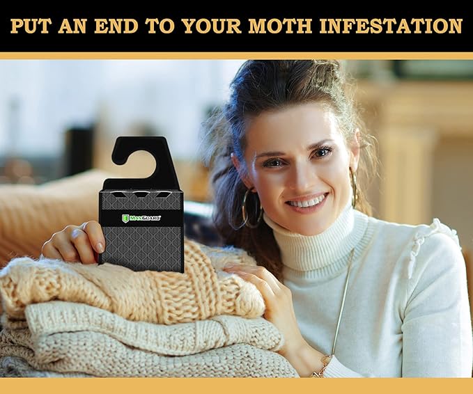 MaxGuard Clothes Moth Traps (12+2 Free Traps) Extra Strength Pheromones | Non-Toxic Sticky Glue Trap for Closets and Carpet Moths | No Mothballs | Lure, Trap and Kill Case-Bearing Webbing Moths |
