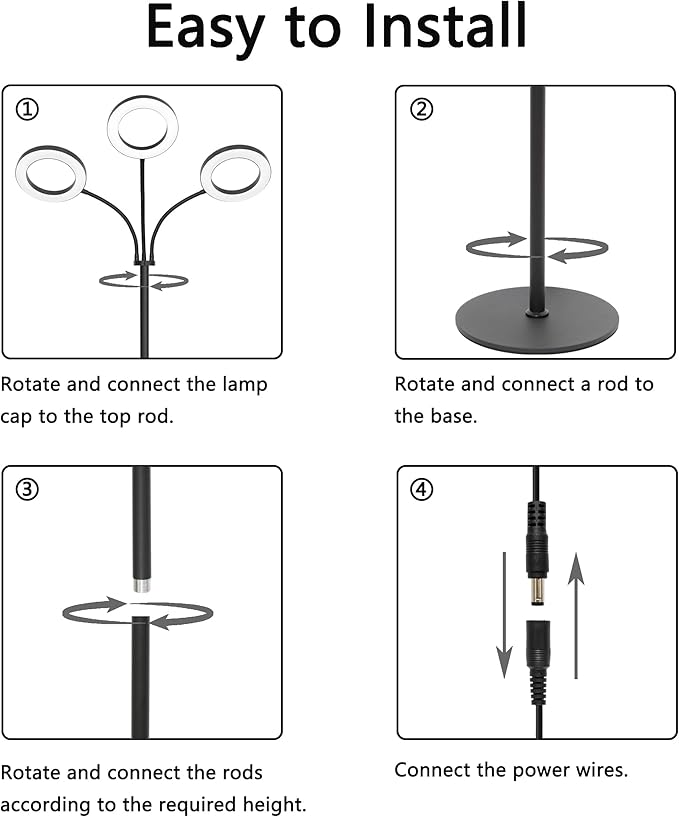 Grow Light for Indoor Plants, 3 Head Full Spectrum LED Tall Plant Lights with Timer, 3 Color Modes Standing Floor Growing Lamp, 74" Height Adjustable, 10 Dimmable Levels for Large Plants
