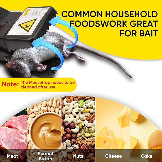 Rat Trap 6-Pack, Large Mouse Traps for Indoor and Outdoor Use, Reusable Mouse Trap, Fast, Hygienic, Unplugged, Used to Catch Mice, Squirrels, Rodents, for Home, Yard and Barns