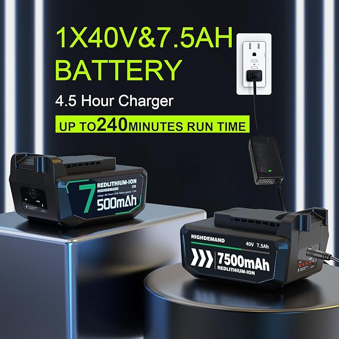 Leaf Blower Cordless with Battery - 40V Powerful Electric Leaf Blower, 600CFM &180MPH and Variable-Speed with 7.5Ah Battery and Charger for Lawn Care, Patio, Dust, Blowing Leaves (Grey)