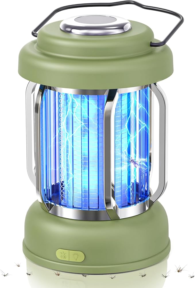 LiBa Portable Outdoor Bug Zapper, Electric Mosquito Killer Lamp for Camping, Patio, Garden, Kitchen - Rechargeable, Waterproof, Lighting and Mosquito Killer 2 in 1