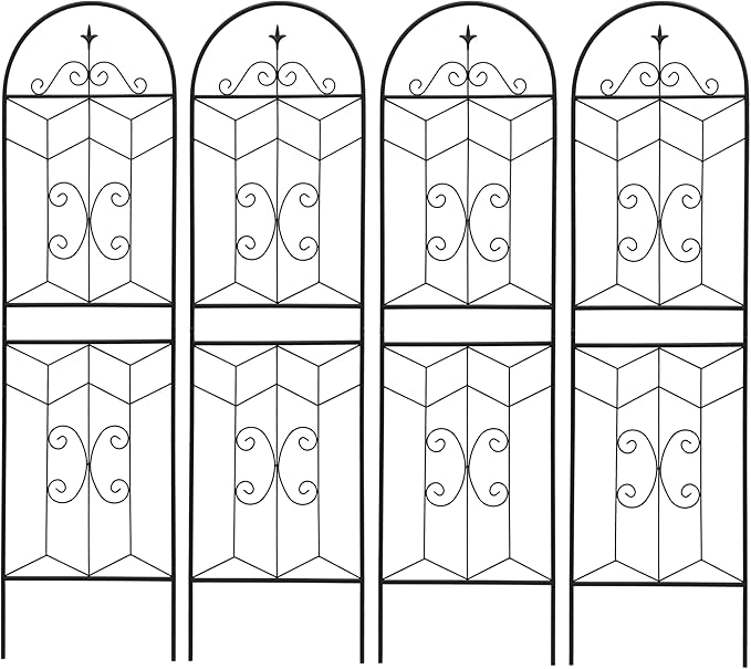 4 Pack 71x20in Garden Trellises with Black Metal Coating, Trellis for Climbing Plants Outdoor, Roses, Vines, Flowers, and Vegetables.