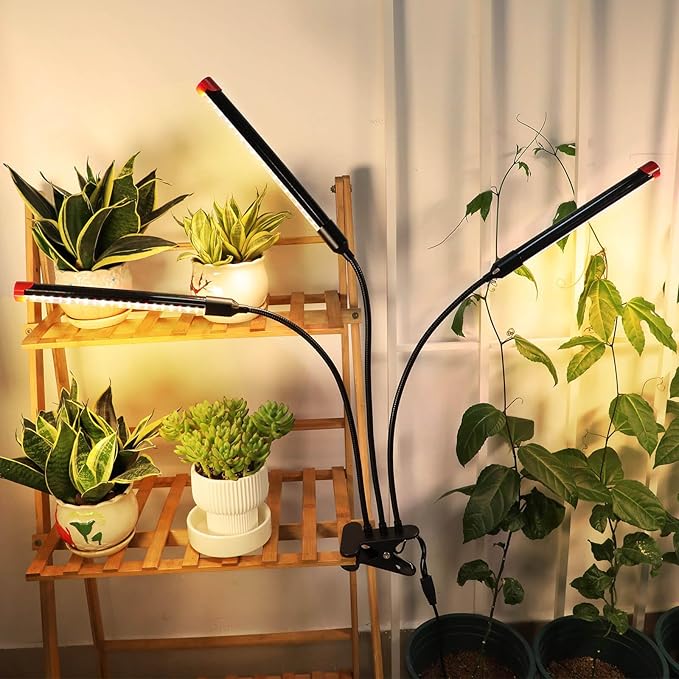 Clip Grow Lights for Seed Starting with Timer, Full Spectrum Brightest Plant Growing Lamps for Indoor Plants, Bonsai, Seedlings, 18 Watt Home Plug But Not 10W Adapter