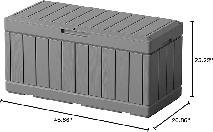 Greesum 82 Gallon Resin Deck Box Large Outdoor Storage for Patio Furniture, Garden Tools, Pool Supplies, Weatherproof and UV Resistant, Lockable, Grey