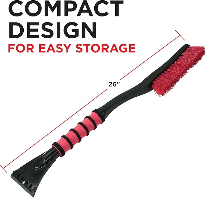Mallory 532 Cool-Force 26” Snowbrush with Ice Scraper for Cars, 2 Pack