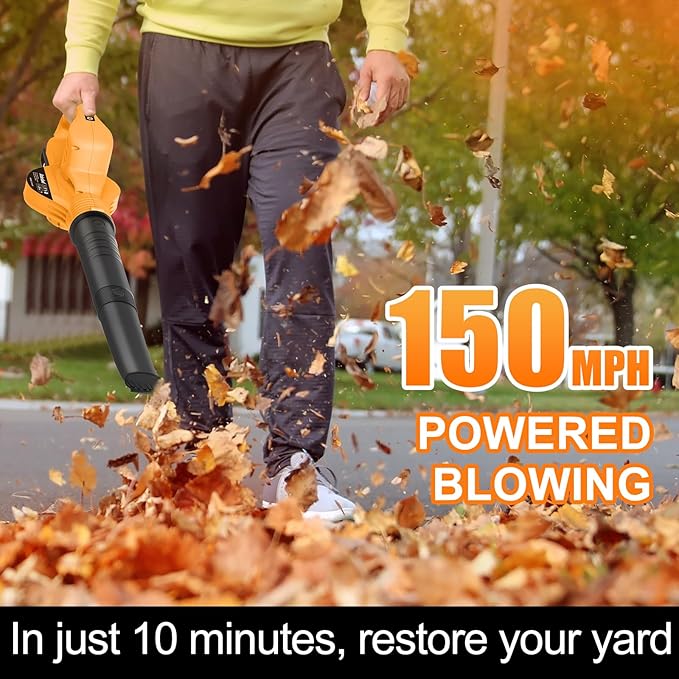 20V Cordless Leaf Blower, 150MPH Handheld Blower with 2 Batteries & Charger, Variable Speed Small Electric Leaf Blowers for Yard, Lawn Care, Garden, Patio, and Driveway Cleaning