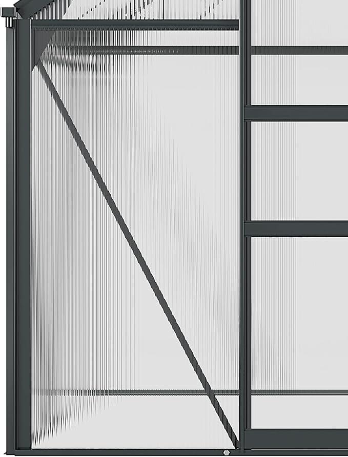 Outsunny 6' x 6' Greenhouse for Outdoors, Polycarbonate Greenhouse with Rain Gutter and Roof Vent, Aluminum Walk-in Green Houses for Outside for Patio Backyard Garden, Gray