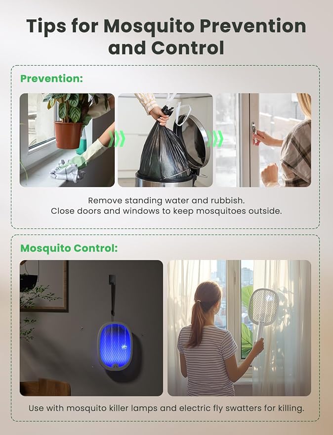 YISSVIC Electric Fly Swatter Foldable Bug Zapper Racket 2 in 1 Mosquito Killer with Purple Attractant Light Rechargeable 1800mAh for Indoor Home Backyard Patio Camping