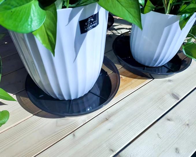Plant Saucer 16 Inch 4 Pack 10 14 16 18 Large Plant Trays for Pots Heavy Duty Round Plastic Plant Saucers for Indoors Outdoors, Flower Pot No Holes Plant Drip Trays