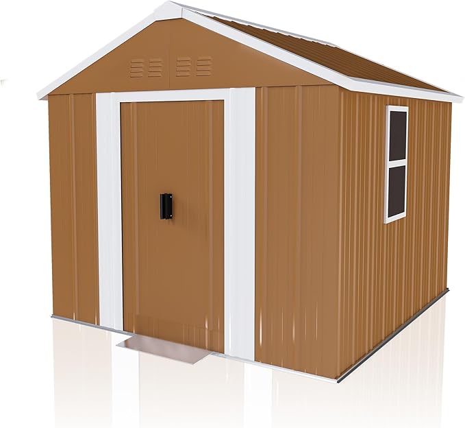 KEIKI 6X4 FT Heavy-Duty Outdoor Storage Shed, Metal Storage Shed with Windows, Lockable Door & Ventilation, Weatherproof Outdoor Garden Shed for Garden, Backyard, Patio, Lawn