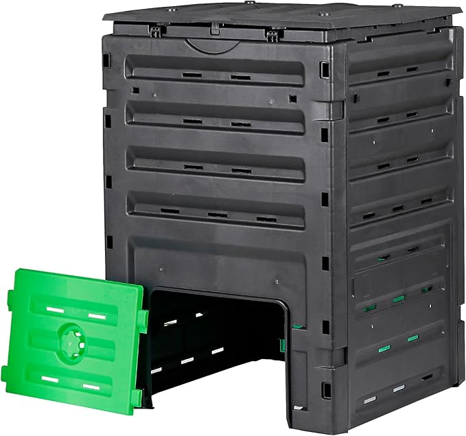 120 Gallon (450L) BPA Free Garden Compost Bin - Easy Assembly, Aerating Outdoor Compost Box for Fast Fertile Soil Creation