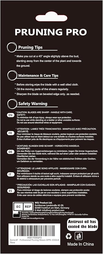 gonicc 8" Professional Sharp Bypass Pruning Shears (GPPS-1002), Tree Trimmers Secateurs,Hand Pruner, Garden Shears,Clippers For The Garden, Bonsai Scissors, Loppers