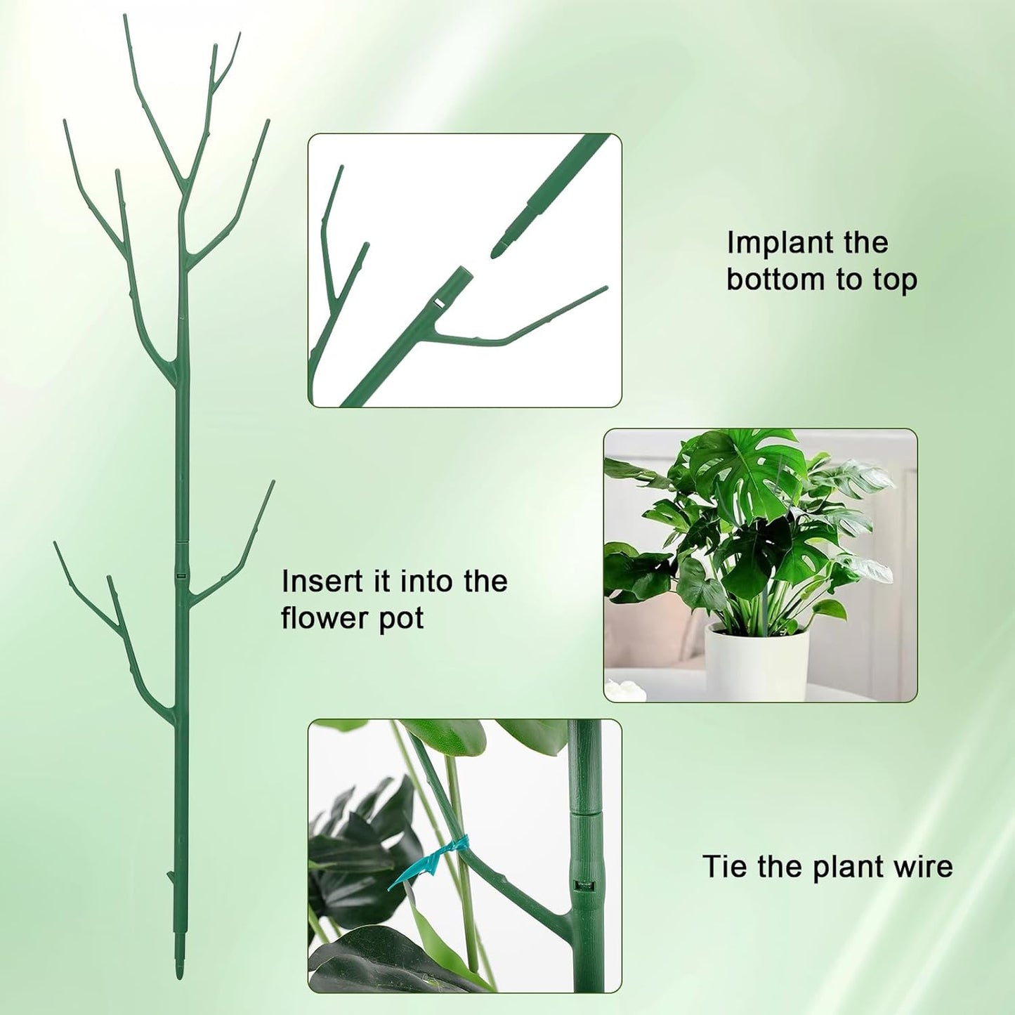 10 Pack Stackable Plant Support Stakes, Climbing Plant Support Structures for Monstera, Pothos, Philodendron Garden Plant Stakes for Indoor Outdoor Plants