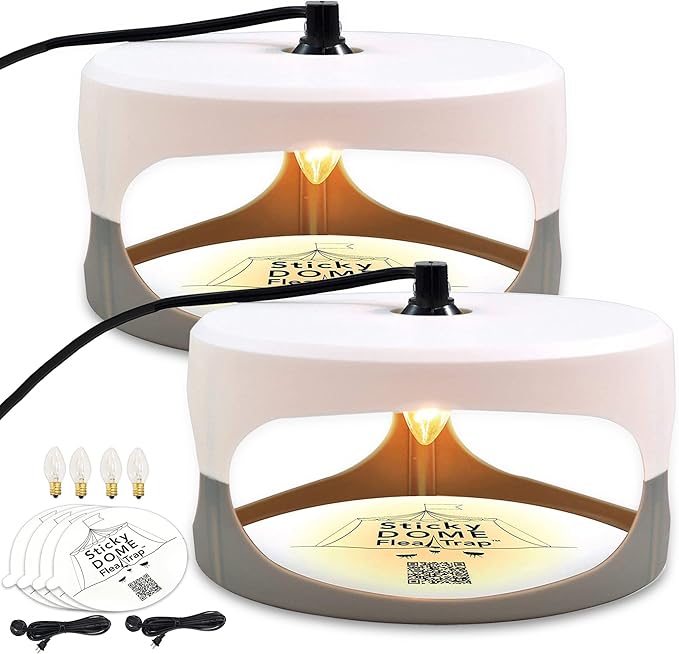 ASPECTEK Sticky Dome Flea Trap, Odorless Glue Trap with 2 Sticky Discs, Effective Bed Bug Killer and Flea and Tick Treatment, Indoor Insect Trap for Bugs, 2 Packs in White and Light Gray